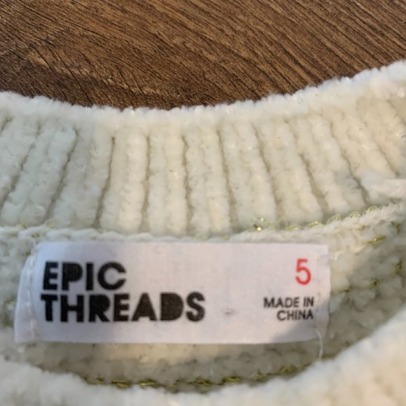 Epic Threads Soft Cream /Gold Sweater, Girls 5 - Picture 3 of 4
